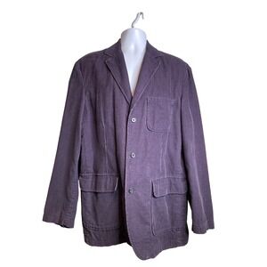Vintage Lands End Mens Corduroy Blazer Sz L Three Button Heritage Americana